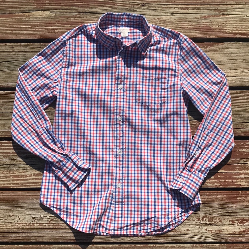 Crewcuts Factory Boys Checked Button-down Red Blue